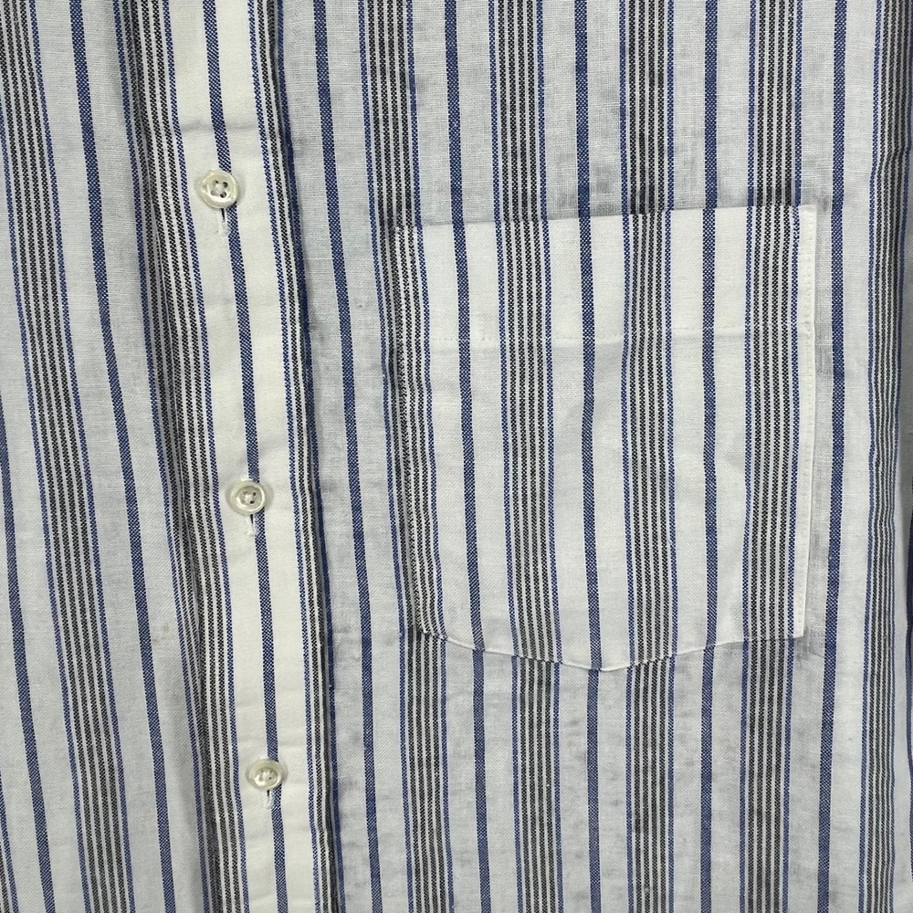 The Arrow Company Button Down Mens 17.5 32/33 White Blue Striped Oxford Shirt - Picture 4 of 15